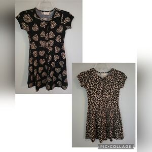 Two btween Dresses VVGUG Size 8 Black and Tan Heart Pattern And Leopard Print